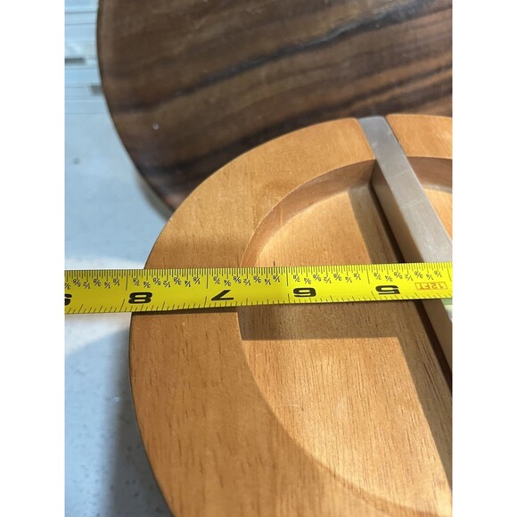 Vintage MCM Wooden Ice Bucket EUC Carved Handles Golden Insert UnSigned 50s - Picture 8 of 8